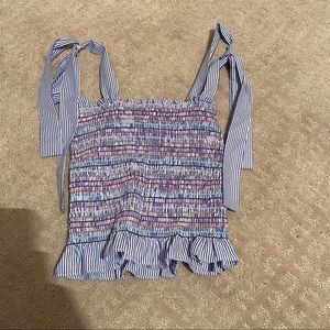 Ruched Blue Top